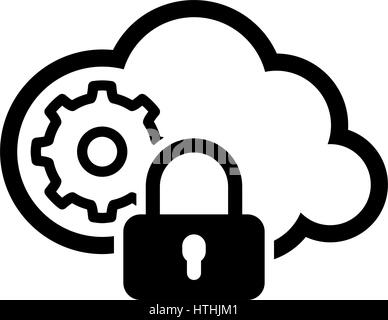 Secured Cloud Processing Icon. Flat Design. Isolated Illustration. Stock Vector