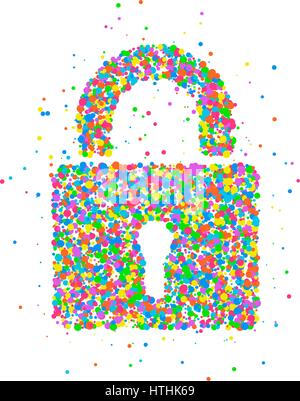 Abstract drawing of a lock from multi-colored circles. Vector illustration. Stock Vector