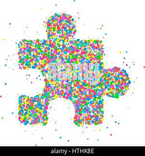 Abstract business drawing and finance icon puzzle pieces from multi-colored circles. Vector illustration. Stock Vector