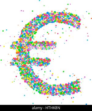Abstract drawing of euro currency from multi-colored circles. Vector illustration. Stock Vector