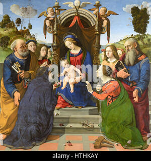 Madonna and Child Enthroned with Saints Piero di Cosimo Stock Photo