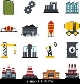 Industry set icons in flat style isolated on white background Stock Vector