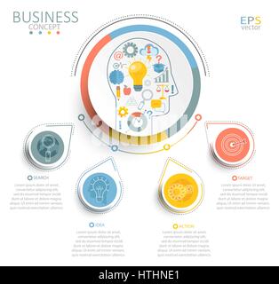 Vector illustration infographic template with 3D circles paper label, business template for presentation. Concept of big ideas inspiration innovation. Stock Vector