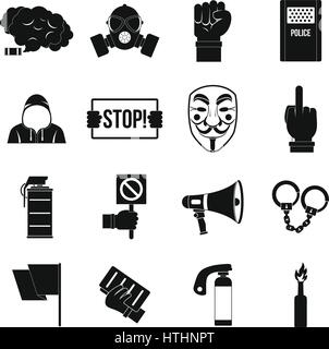 Protest icons set. Simple illustration of 16 protest vector icons for web Stock Vector