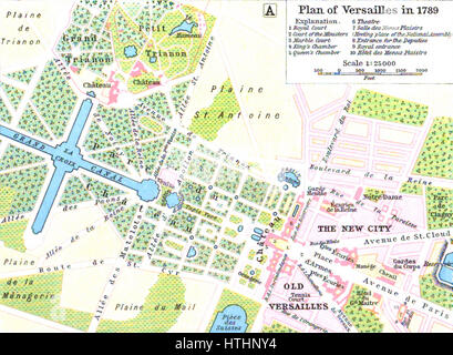 Map of Versailles in 1789 by William R Shepherd (died 1934) Stock Photo