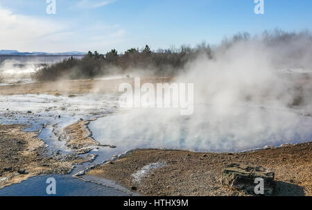 Natural geyser or hot spring called Stokkur, The Churn, Golden Circle, Iceland Stock Photo