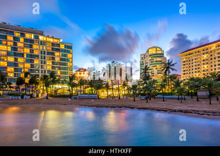 San Juan, Puerto Rico resort skyline on Condado Beach. Stock Photo