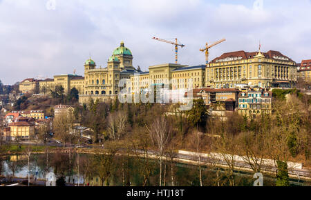 View of the Federal Palace of Switzerland (Bundeshaus) in Bern Stock Photo