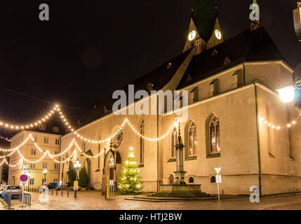 Cathedral of St. Nicholas in Feldkirch on Christmas 2014 Stock Photo