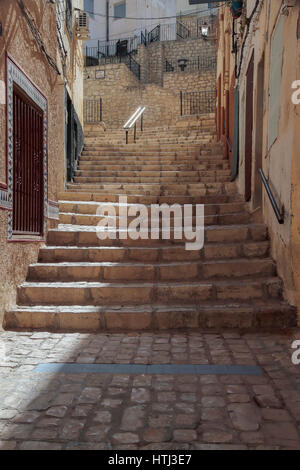 nice steep street with stairs in the town of Petrer in the province of alicante, spain Stock Photo