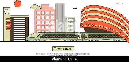 Suburban or metro train station flat design Stock Vector