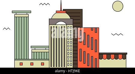 modern street scenery in flat design style Stock Vector