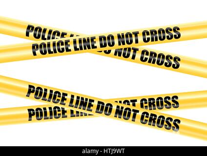 Yellow police barricade tape, vector illustration Stock Vector