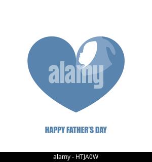 Father's strong arm holding a baby with care in blue heart shaped silhouette on white background for Father's Day celebration. Stock Vector