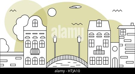 Flat design urban landscape illustration Stock Vector