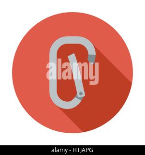 Climbing carabiner. Single flat color icon. Vector illustration. Stock Vector