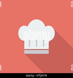 Chef hat icon. Flat vector related icon with long shadow for web and mobile applications. It can be used as - logo, pictogram, icon, infographic eleme Stock Vector