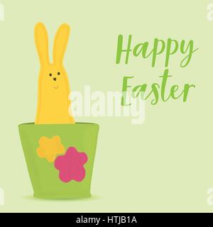Easter bunny sitting in pot Stock Vector