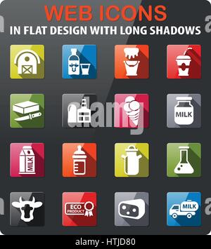 Milk product flat icons in set collection for design.Milk and food ...