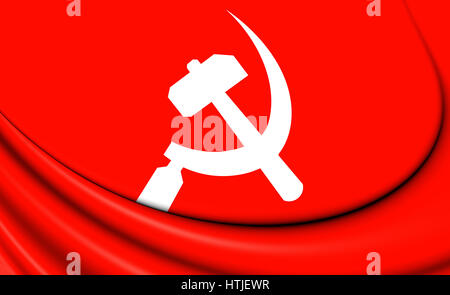 South Asian Communist 3D Banner. 3D Illustration. Stock Photo