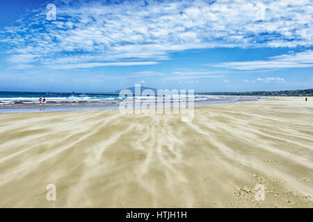 Sand being blown by the wind on Seven Mile Beach, Gerroa, Illawarra Coast, New South Wales, NSW, Australia Stock Photo