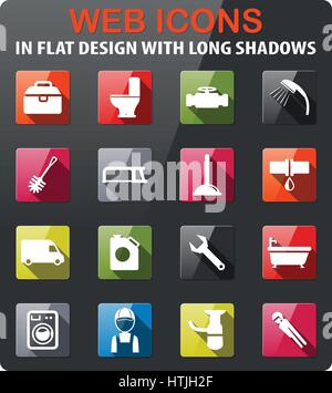 Plumbing icons set - vector flat concept symbols for plumbing service ...
