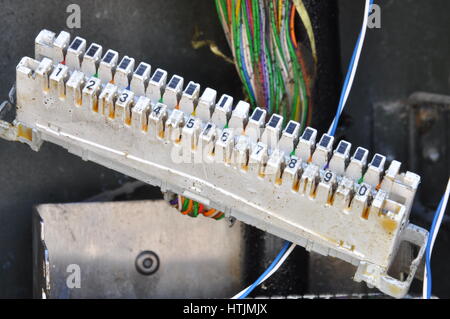 Old Pair Cable Connection Telecommunication Systems Closeup Stock Photo