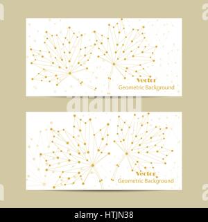 Set of horizontal banners. Abstract vector maple leaves made of connected lines and dots. Stock Vector