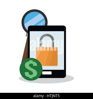 cellphone safety or privacy related icons image  Stock Vector