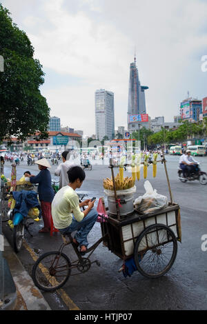 street stall in Saigon or Ho Chi Minh City center. Vietnam, Asia. Stock Photo