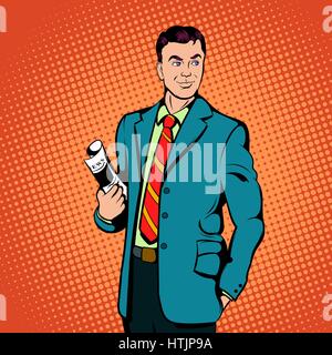 Businessman concept, comics style Stock Vector
