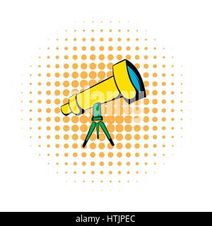Telescope icon, comics style  Stock Vector