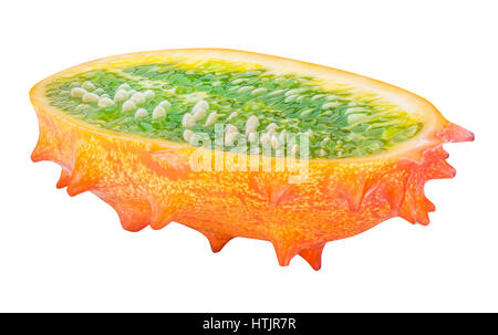Kiwano, horned melon isolated on white background with clipping path Stock Photo
