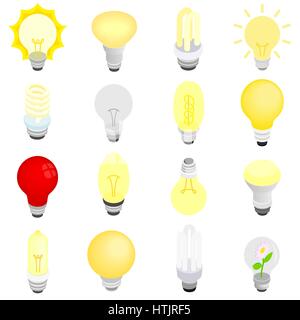 Light bulbs icons, isometric 3d style Stock Vector