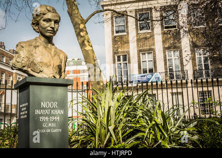 Statue to Noor Inayat Khan, an SOE agent who worked in France during WWII before being tortured and shot by the Nazis. Stock Photo