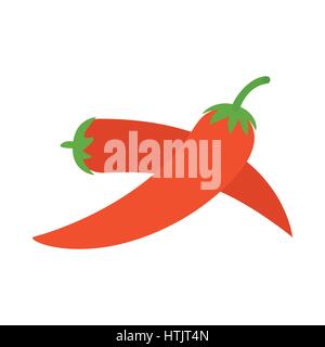 Two red hot chili pepper icon, isometric 3d style  Stock Vector