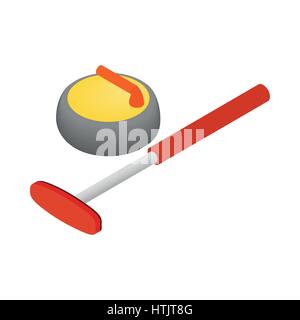 Curling icon, isometric 3d style Stock Vector