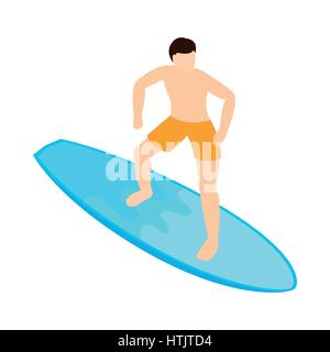 Surfing icon, isometric 3d style  Stock Vector