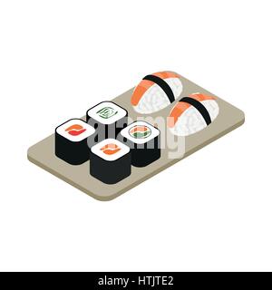 Japanese seafood sushi , roll icon Stock Vector