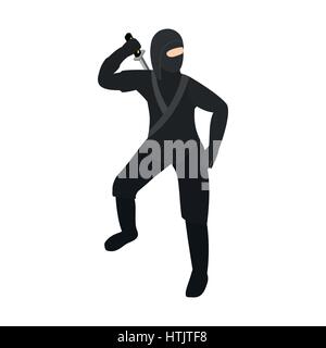 Ninja with sword icon, isometric 3d style  Stock Vector