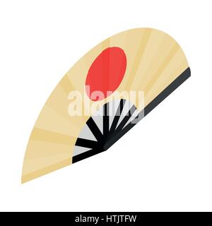 Japanese folding fan  with the rising sun icon Stock Vector