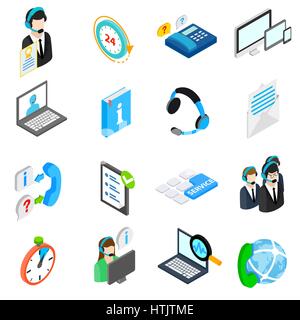 Computer service icons set, isometric 3d style Stock Vector
