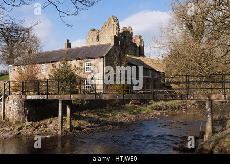 The Hadrian's Wall Path where it crosses the Tipal Burn at Holmhead, close to Thirlwall Castle, Northumberland, England Stock Photo