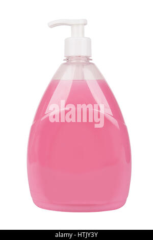 Plastic pump soap bottle without label isolated on white background Stock Photo