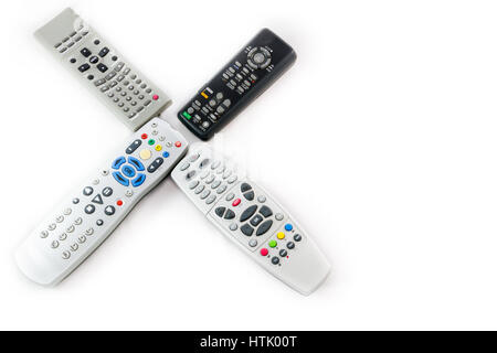 Old Computers Remote Control Modern and Old Remote Controls on white with Copy-space Stock Photo - Alamy