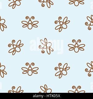Butterfly outline blue seamless pattern. Stock Vector
