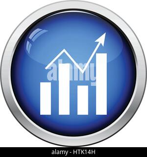 Analytics chart icon. Glossy button design. Vector illustration. Stock Vector