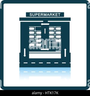 Supermarket parking square icon. Shadow reflection design. Vector illustration. Stock Vector