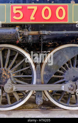 Canadian National Railway K-5-a Hudson, 1930 CN Hudson 5700 steam engine / locomotive wheels at the Elgin County Railway Museum in St. Thomas, Ontario Stock Photo