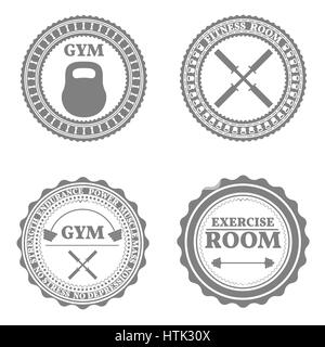 Set of four sports emblems, labels, logos and design elements in retro styled, part one, vector illustration. Stock Vector